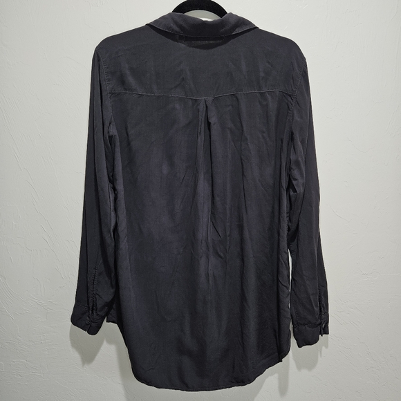 Michael Stars Long Sleeve Button Shirt Top Blouse Dark Gray Rayon Made in USA XS - Picture 7 of 16